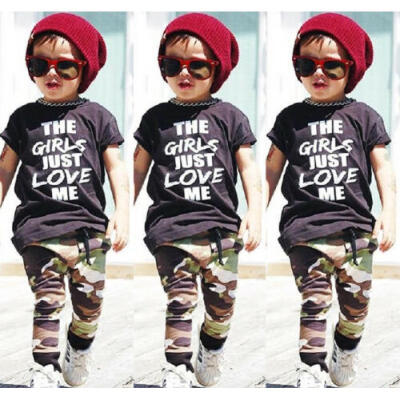 

Casual Toddler Kids Boys Summer Tops T-shirt Camo Pants Outfits Set Clothes