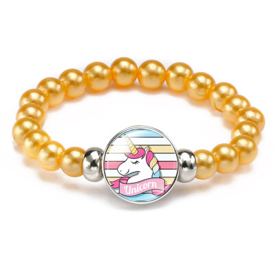 

Colorful Unicorn Bracelet Little Girl Animal Bracelets Teens Kids Pendant Beaded Bracelet Girl Party Favor Pretend Play Bracelet