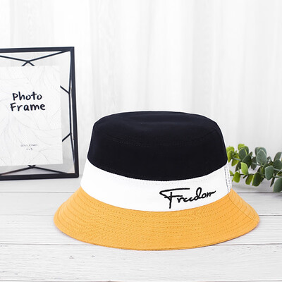 

Autumn kids Baby Hats Patchwork Color Letter Print Bucket Casual Caps Reversible Sun Headwear Caps for Boys Girls