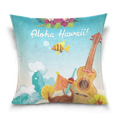 

ALAZA 16 X 16 inch Pillow Case Decorative Cushion Cover Hawaii Guitar Pattern Pillowcase