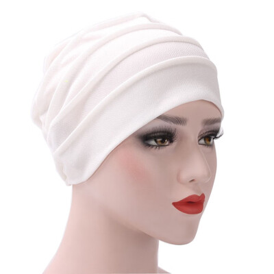 

5 Colors Women India Hat Muslim Ruffle Chemo Hat Casual Beanie Cap Turban Hat Hijab Cap