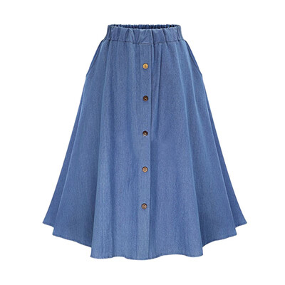 

Solid A-Line Single Breasted denim Skirt Women New Arrival 2019 Summer Autumn Cute Casual Knee harajuku high waist vadim