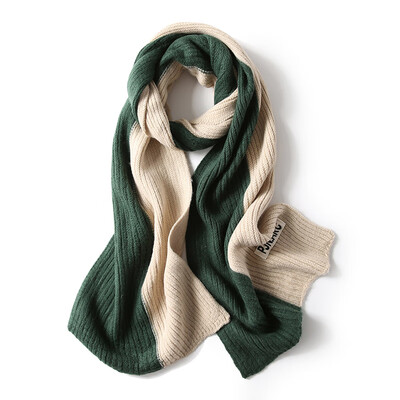 

Jiweixi scarf winter womens wild color matching scarf trend thickening warm collar couple models long scarf army green rice JWX504