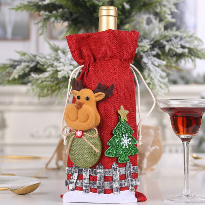 

Drawings Rope Linen Cloth Christmas Gift Wrapper Party Reusable Wine Bottle Cover Festival Cover