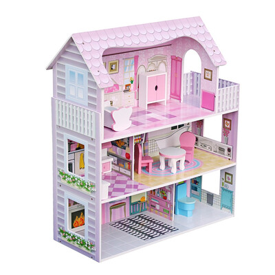 

Ktaxon Kids Wooden Dollhouse Fits Doll House w8 Piece Furniture