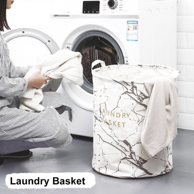 

Foldable Dirty Laundry Basket Organizer for Bathroom Marble Printed Waterproof Home Laundry Storage Bag Laundry Baskets