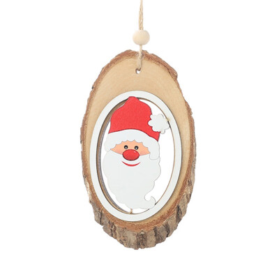 

2020 Christmas New Decorations Hollow Wooden Tree Pendant Oval Pattern Bark Pendant Small Gift Accessories