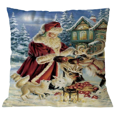 

Tailored Merry Christmas Pillow Cases Linen Sofa Cushion Cover Home Decor Pillow Core
