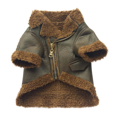 

Warm Pet Leather Velvet Outfits Small Dog Thickened Apparel Coat With Zipper Coat Jacket for Pet Autumn Winter Warm Accessories