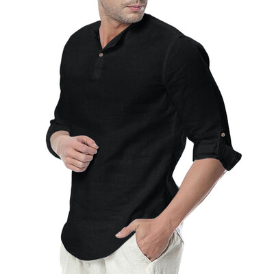 

Toponeto Mens Baggy Cotton Blend Solid Color Three Quarter Yoga T Shirts Tops Blouses