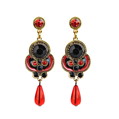 

Charming Retro Alloy Crystal Earrings For Women Vintage Gem Flower Dangle Statement Earrings Brincos Pendientes