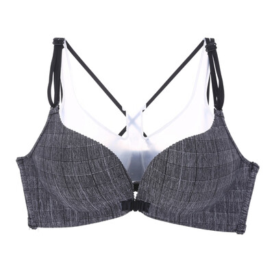 

New Fashion Alphabet Wire Free Bras Sexy Lingerie Breath Skin Cotton Bralette Underwear Women Seamless Push Up Front Buckle Bra