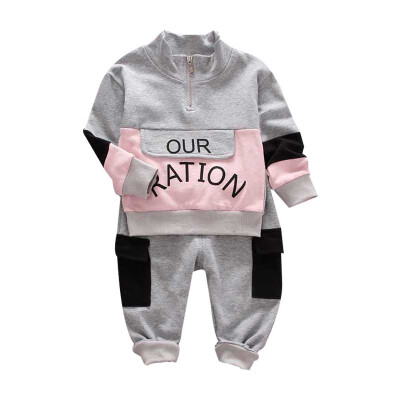 

2019 Autumn Spring Infant Clothing For Baby Boys Clothes Set Baby Boys Letters Print Patchwork Sweatshirt TopsPant Costume Suit