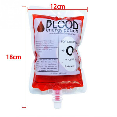 

Halloween Decoration 250ml Medical Blood Bag PVC Material Bag Party Decoration Reusable Blood Bag Halloween Vampire Pouch Props