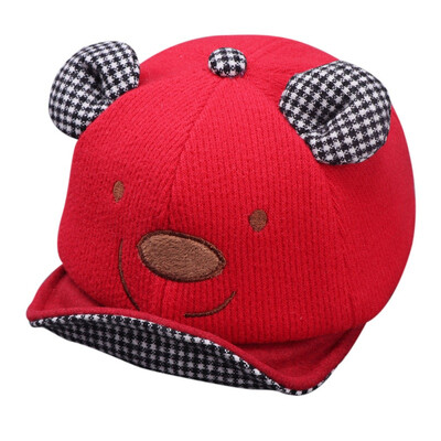 

Boys Girls Children Ball Caps Hats Adjustable Sun Protection Cartoon Bear Print Casual Visors