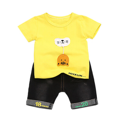 

Baby Boys Clothes Summer Short Sleeve Cartoon Cat Print T-shirt TopsShorts Casual Costume Set