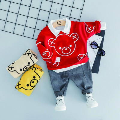 

Baby Girl Clothes Children Baby Boys Bear Print Pattern Casual Fashion Cotton Long Sleeve Pants Set 0-3Y Newborn Baby Clothes