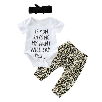 

New Toddler Newborn Baby Girls Short Sleeve Romper Pants Summer 3Pcs Set Clothes