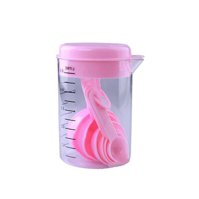 

Toponeto 7 PcsSet BluePink Plastic Measuring Cup Kitchen Measuring Tools Spoons Sets