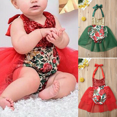 

Infant Baby Girl Sequin Romper Jumpsuit Costume Party Tulle Dress Outfit Sunsuit