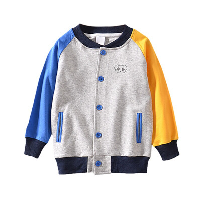 

2-7T Long-Sleeve Button Thick Coat Puppy Cartoon Print Boys Girls Color Matching Baseball Tops Uniform Autumn Winter