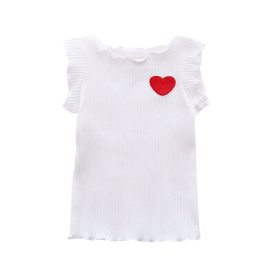 

Children Girl Clothing Fashion Baby Girl Cotton Heart-Shaped Printing Sleeveless O-Neck Top Kids Toddler Casual Summer Vest