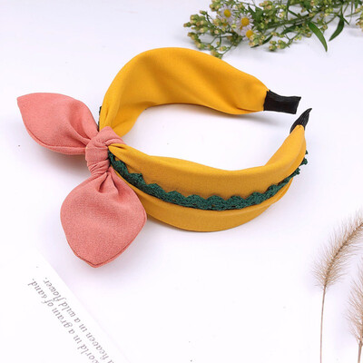 

New Fashion Yellow Pink Baby Fashion Girls Cross Design Headband Headwear Apparel Photography Prop Party Birthday Gift