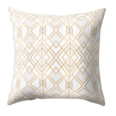 

Hot Geometric Simple Alphabet Pattern Peach Suede Gold Shining Printed Throw Pillow Case Home
