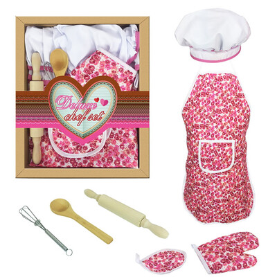 

Siaonvr 7pcs Kids Cooking And Baking Set Kitchen Costume Pretend Role Play Kit Apron Hat