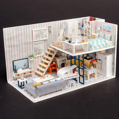 

YIWULAWooden DIY Miniature House Furniture LED House Decorate Creative Christmas Gifts