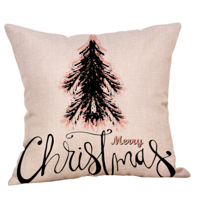 

Tailored Happy Christmas Pillow Cases Linen Sofa Cushion Cover Home Decor Pillow Case