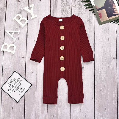 

New Autumn Cute Baby Girl Clothes 0-18M Casual Jumpsuits Baby Girl Solid Color Long Sleeve Rompers Kids