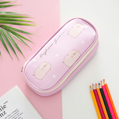 

Toponeto Cute Cartoon Student Leather Pencil Pen Case Box Makeup Pouch Brush Holder Bag