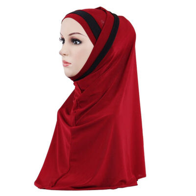 

Womens Muslim Headscarf Fashion Double Loop Slip On Scarf Pull Over Crepe Convenient Shawl Ladies Headscarf