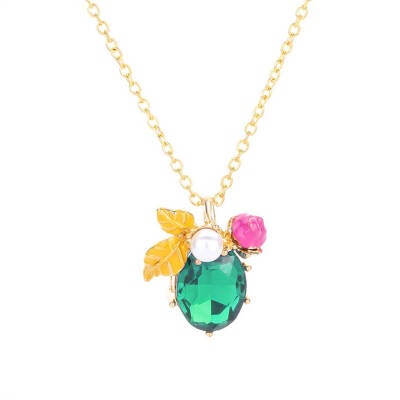 

Women Bee Shape Crystal Necklace Flower Rhinestone Sweater Chain Daily Wedding Jewelry