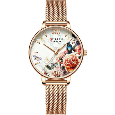 

CURREN 9060 Luxury Casual Business Quartz Women Watch Flower Dial Elegant Exquisite Lady Wrist Watch 3ATM Waterproof Clock Wristwa
