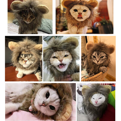 

Gobestart Pet Costume Cosplay Lion Mane Wig Cap Hat For Cat
