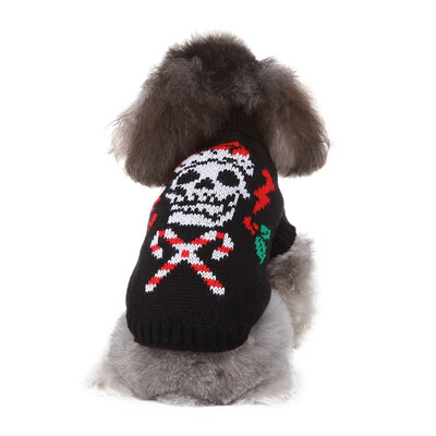 

Pet Casual Style Warm Sweater For Autumn And Winter Small And Medium Dogs Christmas Knitting Outfits Skull Cattle