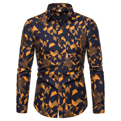 

Tailored Mens New Fashion Printed Long Sleeve Shirts Slim Comfortable Long Sleeve Shirt