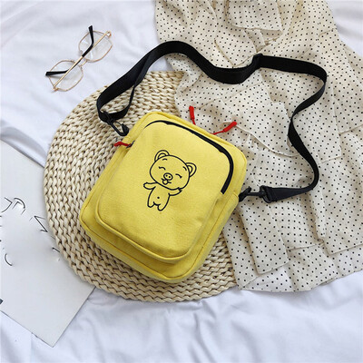 

Tailored Female Bag Cartoon Pig Canvas Bag Personality Diagonal Bag Small Shoulder Bag
