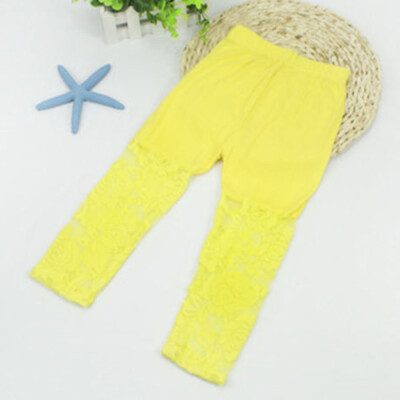 

Summer Girls Leggings Pants Lace cotton Children Clothing Flower Girl Knee Pants 2-7Y