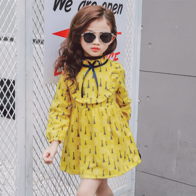 

Children Baby Girls Chiffon Dress Floral Print Wild Princess Cute Sweet Long Sleeve Princess Dress 2-7Y Toddler Girl Dress