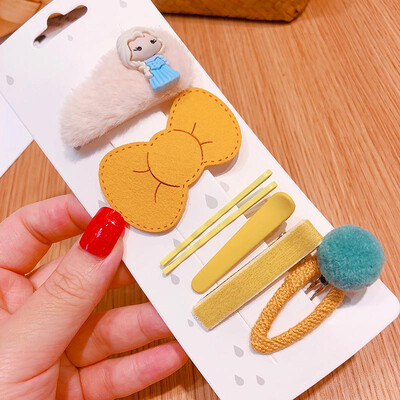 

Baby Hair Clips 0-8T Cute Children Candy Color Plush Princess Imitation Color Matching Leather Hair Duckbill Clips 7 Pieces