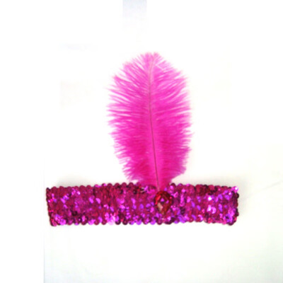 

Feather Headband 1920s Flapper Sequin Headpiece Costume Head Band Party Favor Headwear