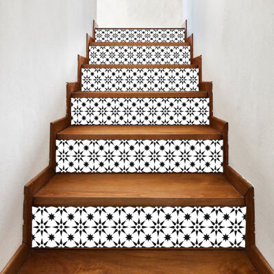 

6PcsSet Traditional Stairs Sticker Kitchen Waterproof Wall Stickers Bathroom Self Adhesive Removable DIY Wall Art Decal