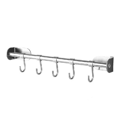 

Kitchen Multi-function Hanging Rod & Hook Kitchen Hanging Rack Rod Hook Rail Pot Pan Lid Holder No Drilling Wall Mounted Sliding H