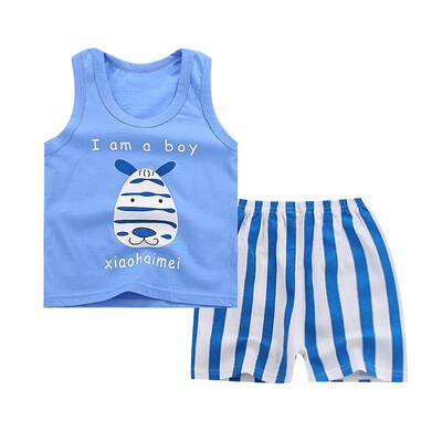 

WEIXINBY Summer Childrens Vest T-shirt Shorts Pant Suit Boys Girls Clothing Suit Baby Soft Cotton Clothes Newborn Kids Set 2Pcs