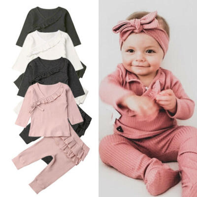 

UK Newborn Baby Girl Clothes Knitted Ruffle Tops Leggings Pants Outfit Set 0-18M