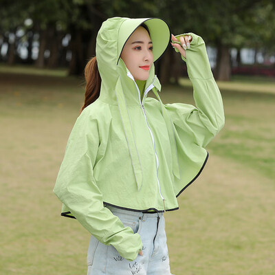 

Sunscreen woman short coat new shawl long sleeve UV protection electric car sunscreen suit thin student Korean version