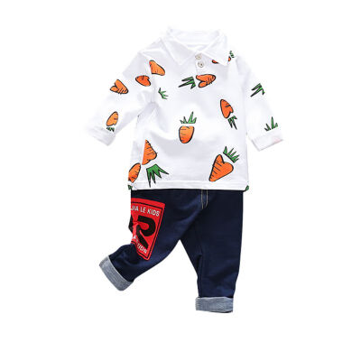 

0-4T Spring Autumn Casual Baby Long Sleeve Printing Top And Jeans Kids Two-piece Outfit Set